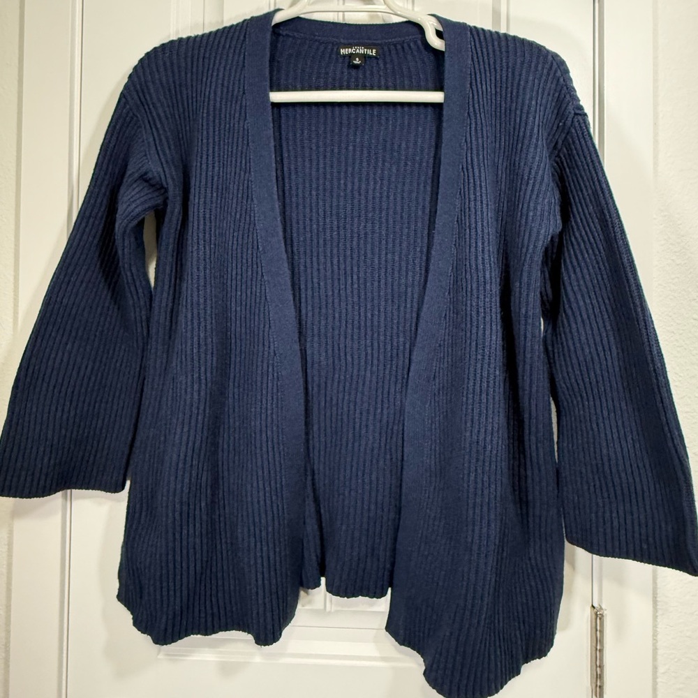 J.Crew Mercantile Ribbed Open Front Cardigan Navy Blue Women’s